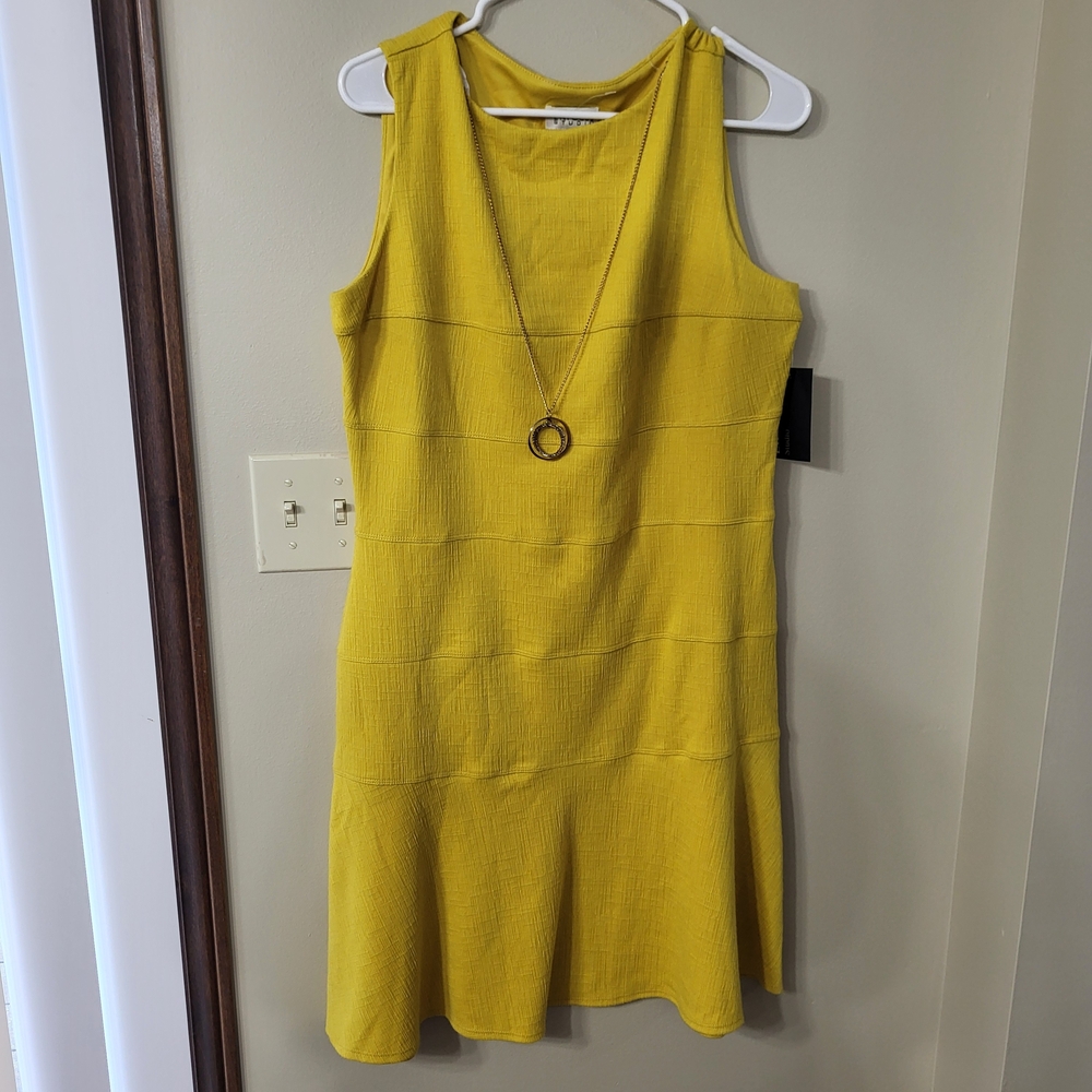 Enfocus Studio Mustard Yellowā Sleeveless Flare Mini Dress